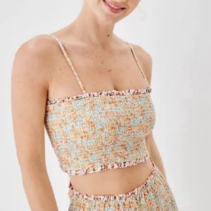 American Eagle Floral Smocked Reversible Tube Top